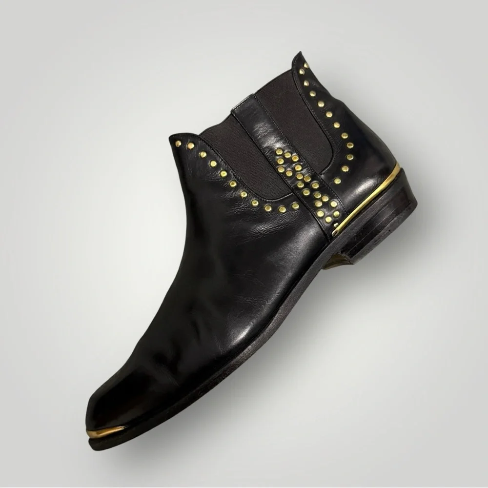 Rare Mezlan Black Leather‎ Studded Chelsea Boots Sz 8